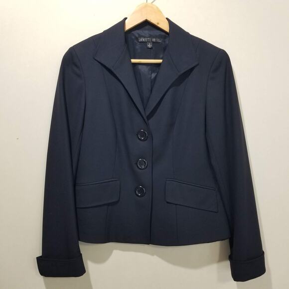 Lafayette 148 New York Jackets & Blazers - Lafayette 148 New York Blazer Womens 6 Blue Wool Stretch Lined Jacket Office